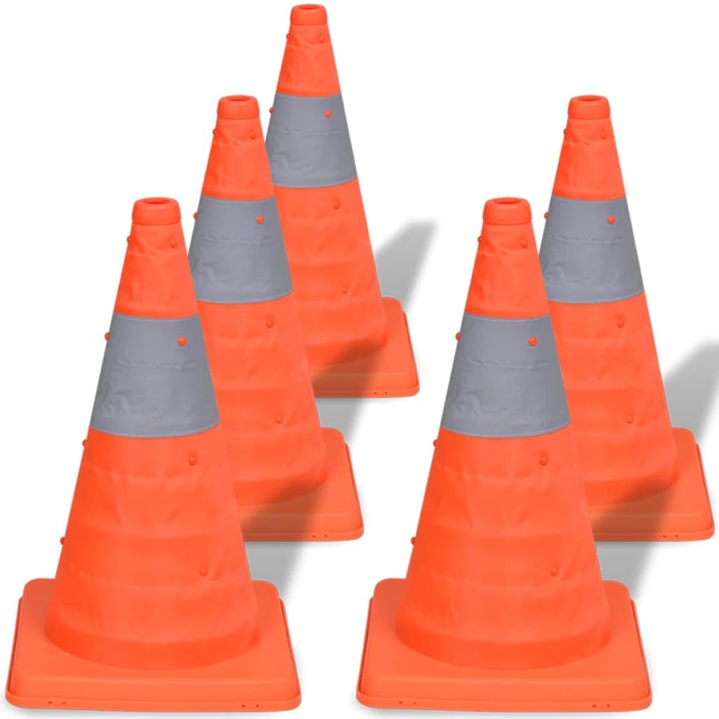 vidaXL Ensemble de 5 Cônes de signalisation rétractables pliables 42 cm Orange