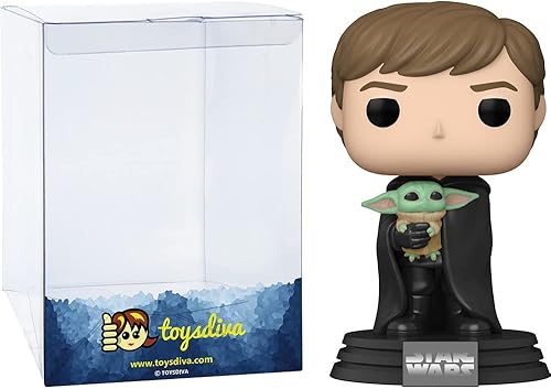Luke Skywalk e r with Grogu P o p ! Paquete de figura de vinilo con 1 protector gráfico compatible con 'ToysDiva' (482-58290 - B)