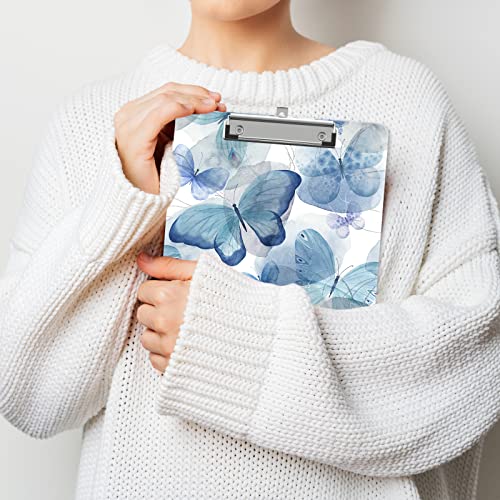 Image of Plastic A4 Clipboards, Clip Board Stardard Letter Size 9 x 12.5 in | Office Decorative for Students Women Men and Kids,Grey Butterfly