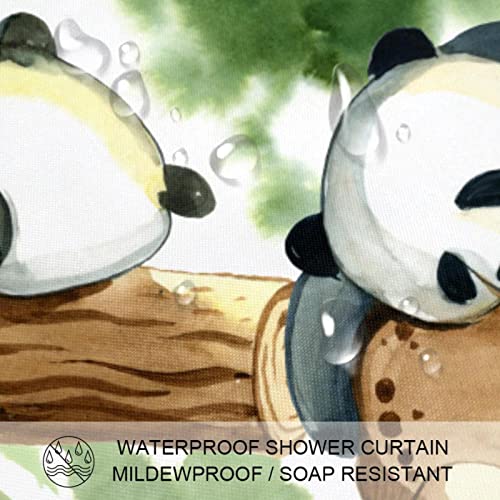 Rideau de douche Panda Vert de qualité supérieure avec œillets et crochets