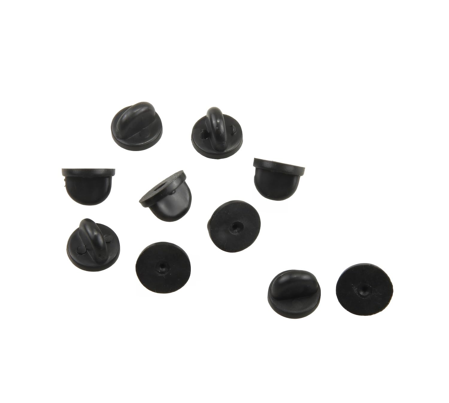 MAHAVIMOKSA 1 Box 100pcs PVC Rubber Pin Backs Butterfly Clutch Backings for Badge Replacement (Black Round)