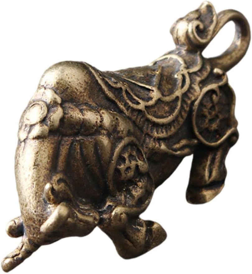 Retro Bull Brass Tabletop Statue Office Desk Ornament