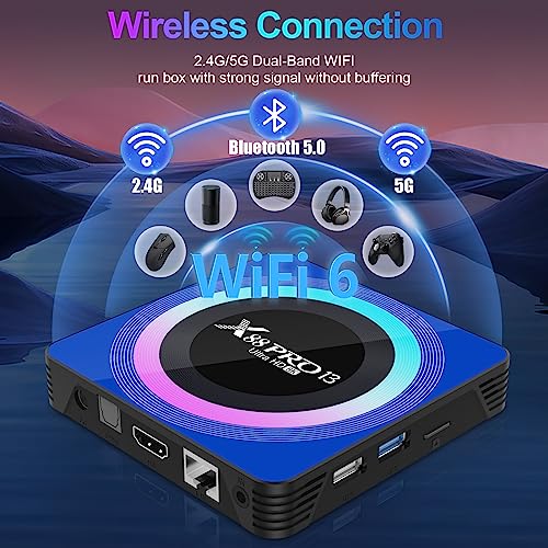 Sidiwen Android 13.0 Tv Box, X88 Pro 13 Android Box 4Gb Ram 32Gb Rom Quad Core 64Bit With Backlit Mini Wireless Keyboard,Supporting Bt5.0 2.4G /5G Dual-Band Wifi6 8K Ultra Hd Resolution Android Tv Box 2024 thumb #6