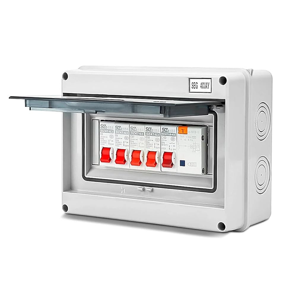 Caja Distribucion Electrica, Cuadro Electrico Caja de fusibles for unidad consumo caravana, cobertizo garaje 4 vías con RCD y paneles distribución MCB, piezas eléctricas(2X25A 20A 32A)