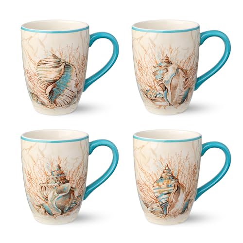 Set de 4 Mugs de Cerámica 20 onzas Diseño Costero
