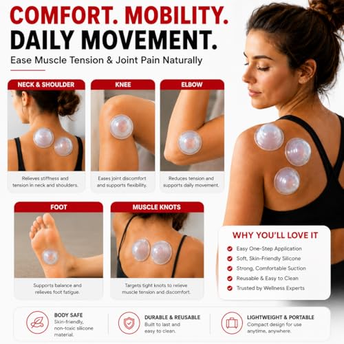 Image of Lure Essentials Cupping Therapy Set 10 Professional Silicone Cupping Cups for Muscle Knots, Joints, Muscles, Arms and Feet