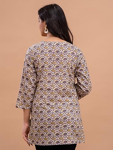Image of feranoid Women Cotton Printed Straight Short Kurti