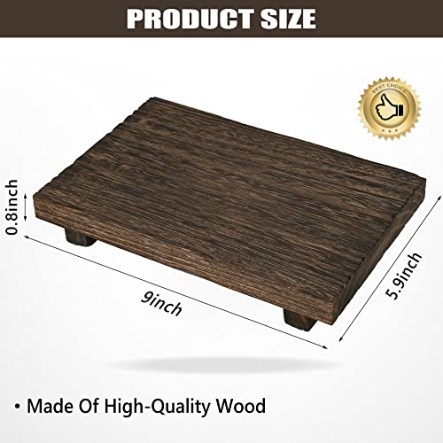 Image of 9 x 6 Inch Tottist Wood Riser Tray Soap,Soap Dish Holder Decor for Bathroom Kitchen, Soap Tray, Rustic Candle Plant Holder, Counter Decor(Brown)