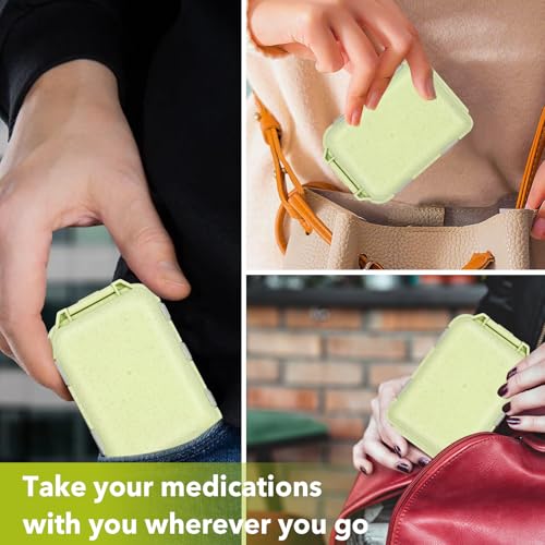 Image of Large Travel Pill Organizer with 189 Labels, Travel Pill Box Pill Case with Labels 7 Day Travel Medicine Organizer Purse Accessories (Yellow, 1 Pack)
