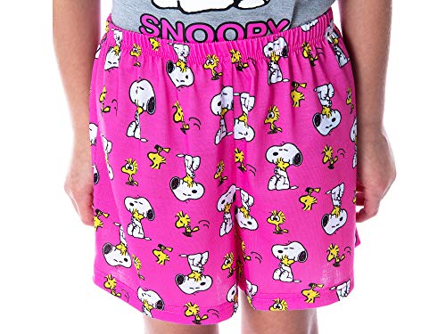Intimo Peanuts Girls' Pajamas Snoopy and Woodstock Shirt And Shorts 2 Piece Pajama Set4