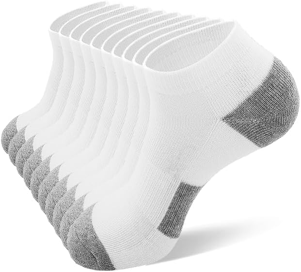 ZYLORBEX 10 Pairs Mens Ankle Socks, Cushioned Athletic Sports Socks with Arch Support,Mens Socks for Running Gym, Size 10–13