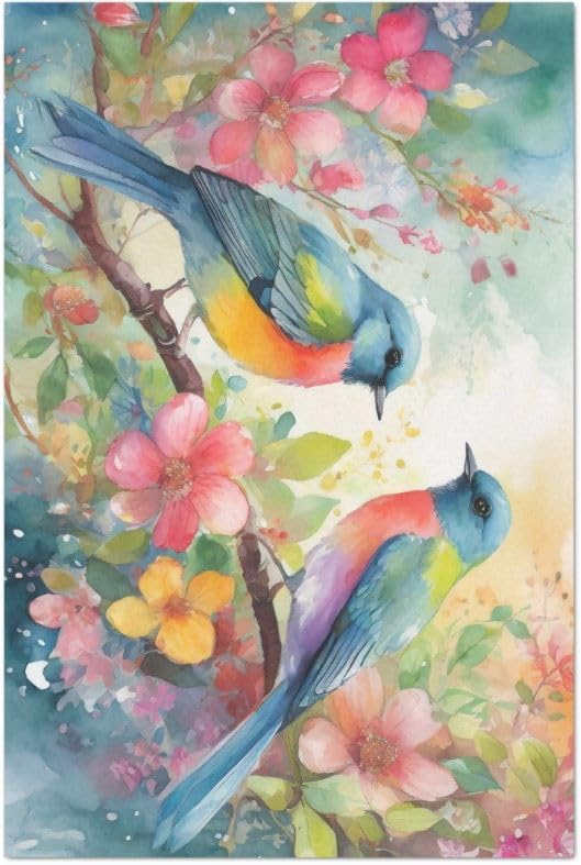 The Shabby Hummingbird Watercolor Birds Large Decoupage Paper, 21" x 29" (For Furniture, large projects)