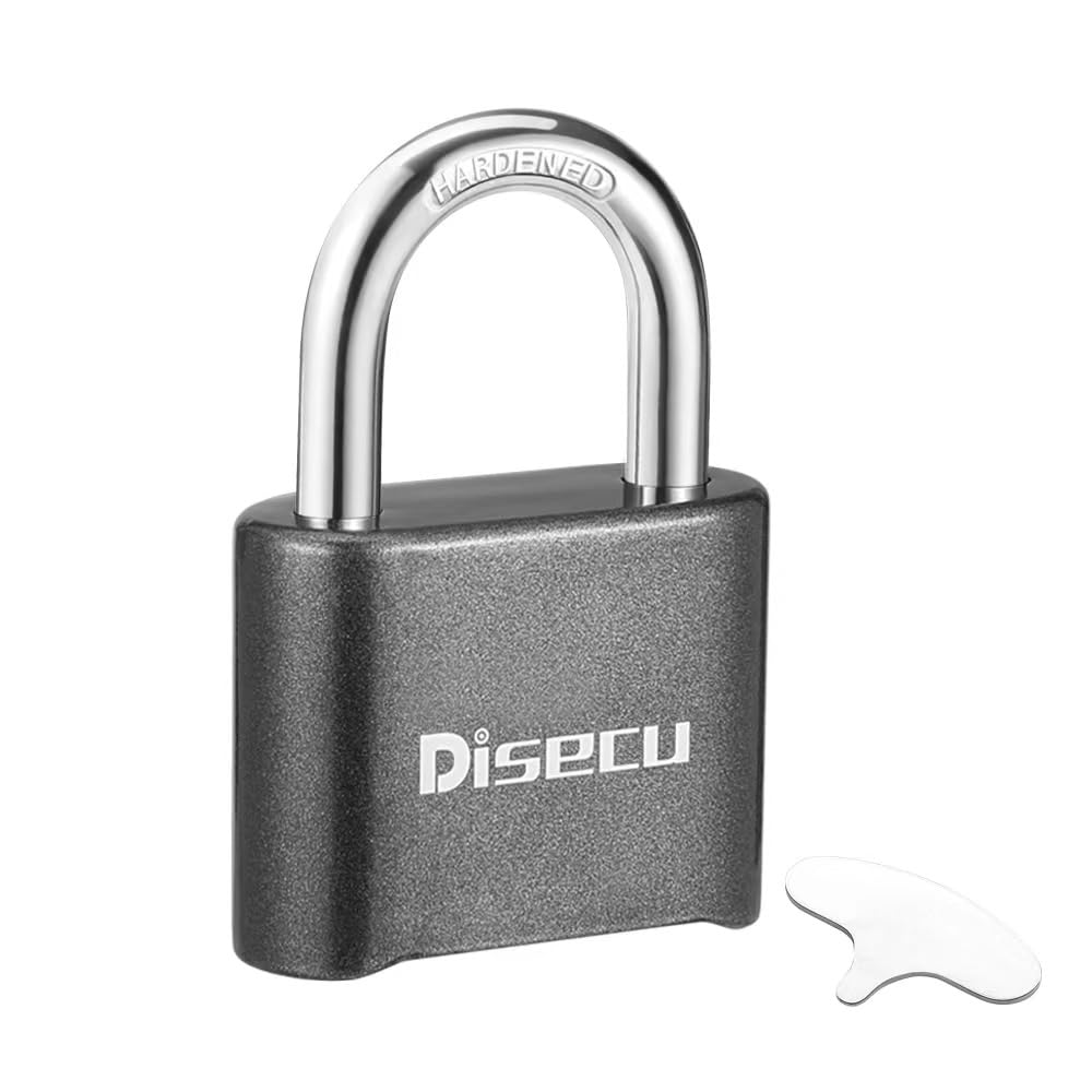 1 Pack disecu Heavy Duty 4 Digit Combination Lock, Anti-Error Feature, Outdoor Waterproof Padlock for School Gym Locker, Fence, Gate, Hasp Storage, Toolbox (Gun Black)
