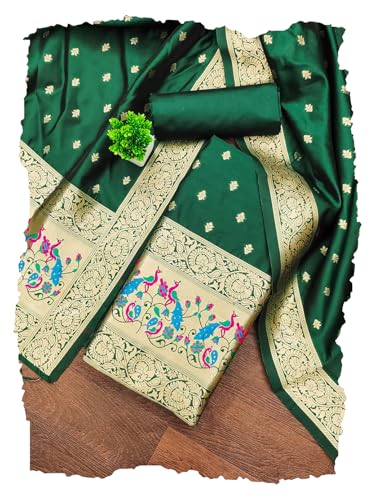 Image of DEVANGI Women's Pathni Banarasi Silk Unstitched Salwar Suit Dress Material With Dupatta