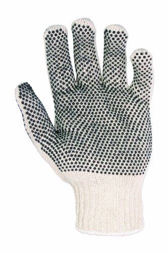 Custom Leathercraft 2005 Knit Gloves with PVC Dots,White/Black