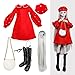 Proudoll 1/3 BJD Doll Clothes 60cm 24in SD Ball Jointed Dolls Accessories Set Beret Wig Red Dress Crossbody Bag Boots