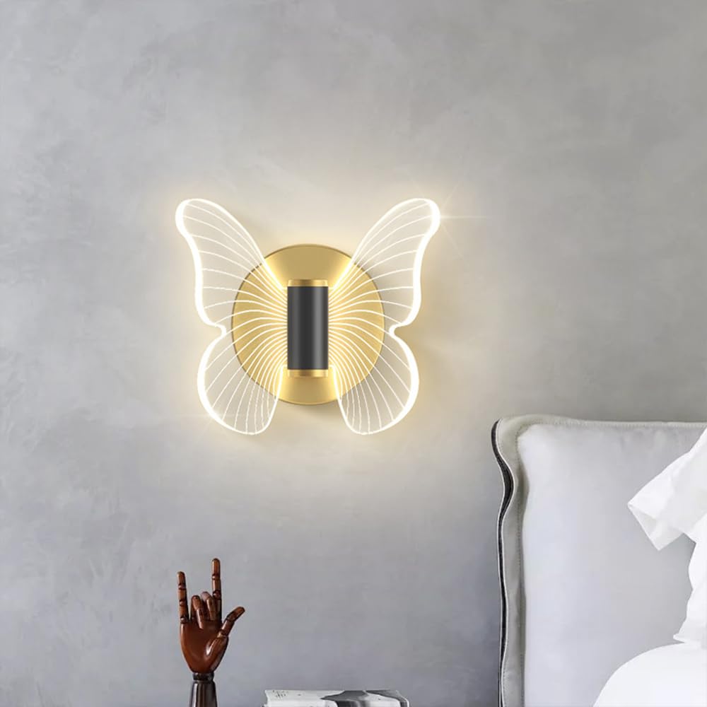 Lampada Da Parete a LED a Farfalla, Applique Da Parete Moderne a Farfalla, Apparecchio di Illuminazione a Parete a LED Luce Lampada Muro animale Creativo Bambini Vivaio Stanza, Bianco caldo (singolo)