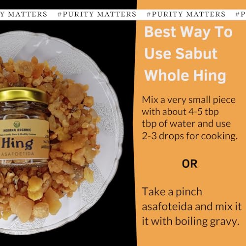 Image of Indiana Organic Hing 11 g whole sabut | trongest Pure Asafoetida| Hing from Uzbekistan | Gluten-Free | No Atta | No Maida | Chemical-Free | Organic | Harvest 2026 - 11 gram | Lab tested as per Elisa method (11 GRAM)