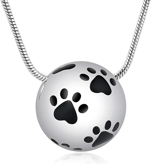 Ciondolo Zampa In Acciaio Inox A Forma Di Cuore - Urna Porta Ceneri Per Cani E Gatti - Collana Ricordo