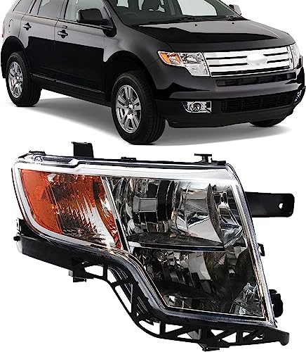 UPPARTS Headlight Assembly For 2007 2008 2009 2010 Ford Edge SE SEL Limited - Fits Passenger Side - Halogen Headlamp Assembly Including Bulb, Housing, Lens