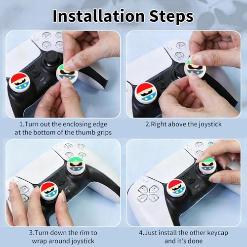 Image of PERFECTSIGHT Cute Thumb Grip Caps for Switch 2, PS5 PS4 Xbox Series X /S Xbox One Switch PRO Controller Steam Deck, 4PCS Soft Rubber 3D Thumbsticks Button Joystick Cover, Red+Green Bros