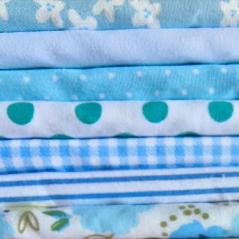 Image of Cotton Fabric DIY Making Supplies Quilting Patchwork Fabric Fat Quarter Bundles DIY for Quilting Cotton Patchwork Cushions (7pcs Blue Green, 9.8 inch x 9.8 inch)