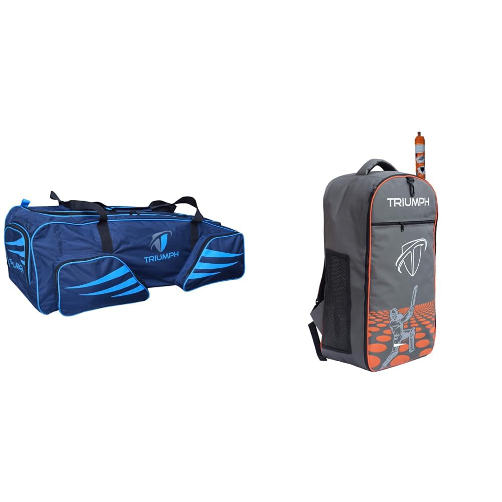 Triumph CLUBKIT-300 Cricket Holdall Bags Bag Size 36x12x14 + KB-2020 Cricket Backpack Full Padded Grey/Orange Bag Size 27X8X14-picture-32