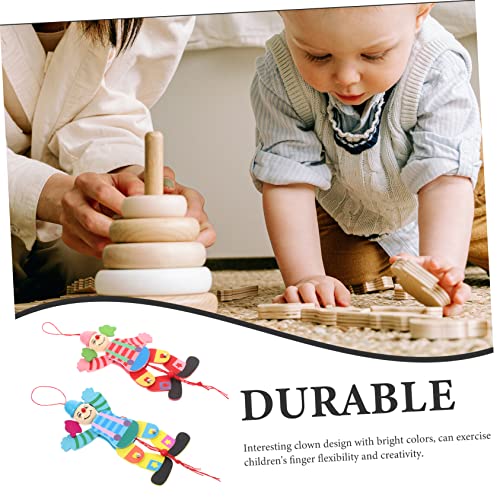Hohopeti 2pcs Corda Puxe a Linha De Brinquedo De Palhaço Boneco De Madeira Marionete De Madeira Mari