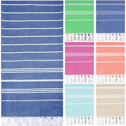 Moukeren 6 Pcs Turkish Beach Towels 35 x 71 Inch Turkish Cotton Travel Towels Quick Dry Sand Beach Towels Large Beach Towels Turkish Towels Travel Towels for Beach, Bath, Pool