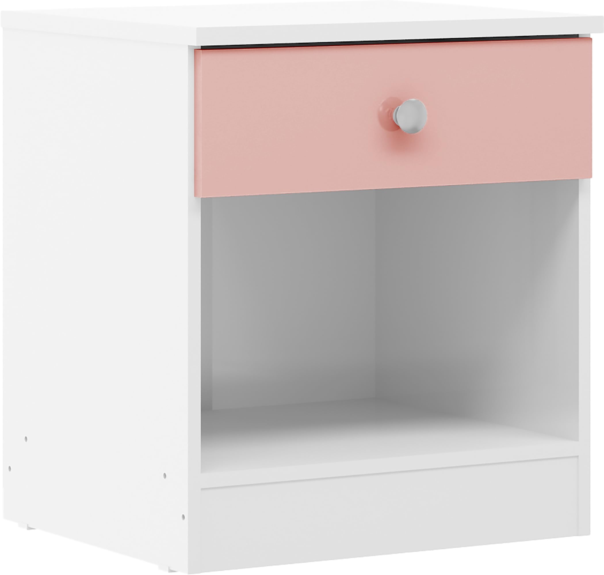 Seconique Denver 1 Drawer Bedside In Gloss White/Pink