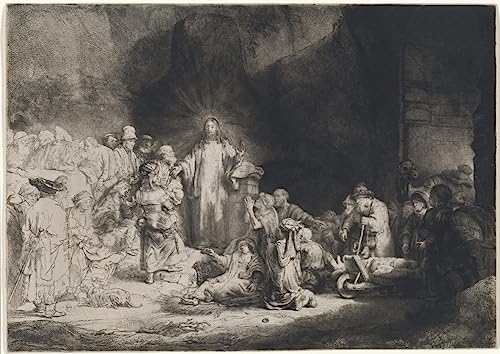 Le Christ prêche les cent florins Rembrandt, affiche et gravure, impression sur toile 60x90