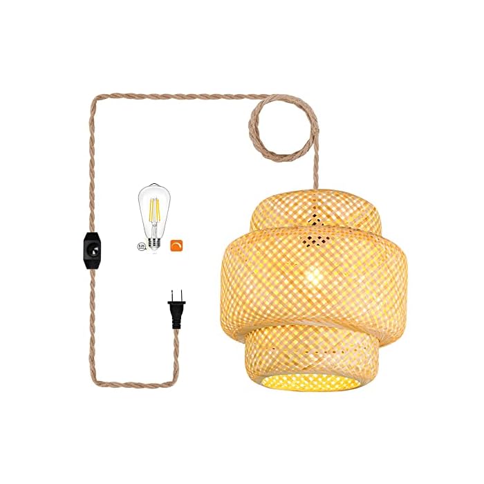 Buy Plug in Pendant Light Rattan Hanging Lights with Plug in Cord