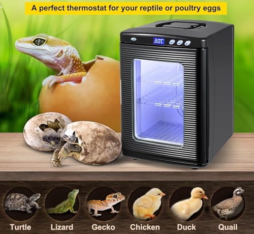 Incubadora de huevos de reptiles, termostato digital con pantalla LED, volteador automático de huevos y ventilación dual para serpientes, tortugas, lagartos, kit de cría fiable para incubar