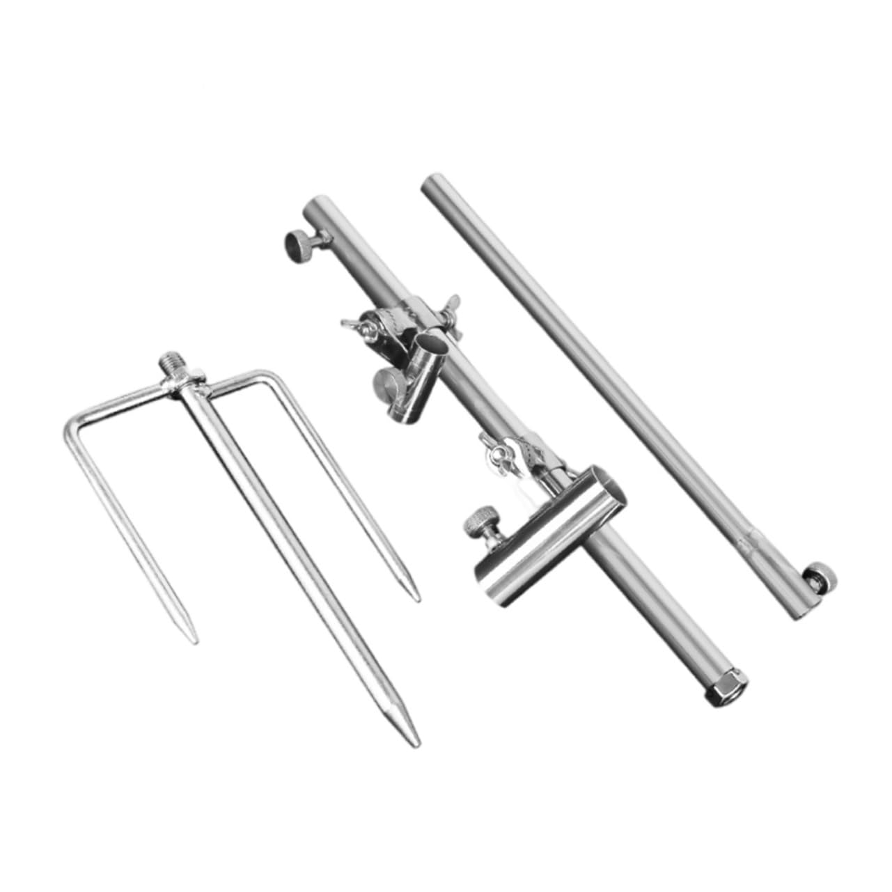 Balacoo Stainless Steel Bait Tray Floor Rack Fishing Net Rod Rack 2X Fishing Rod Holder