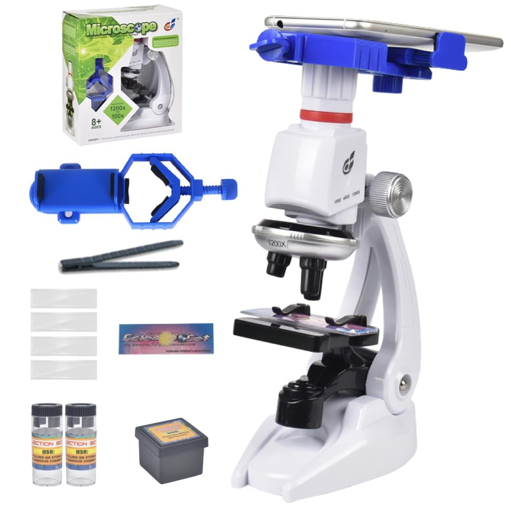 Ailunate Microscope for Kids, Beginners, Smartphone, Elementary School, Junior High School, Children, Photography, 100x, 400x, 1,200x, Children, Learning, Freedom Study, Homework, Experiment, School,