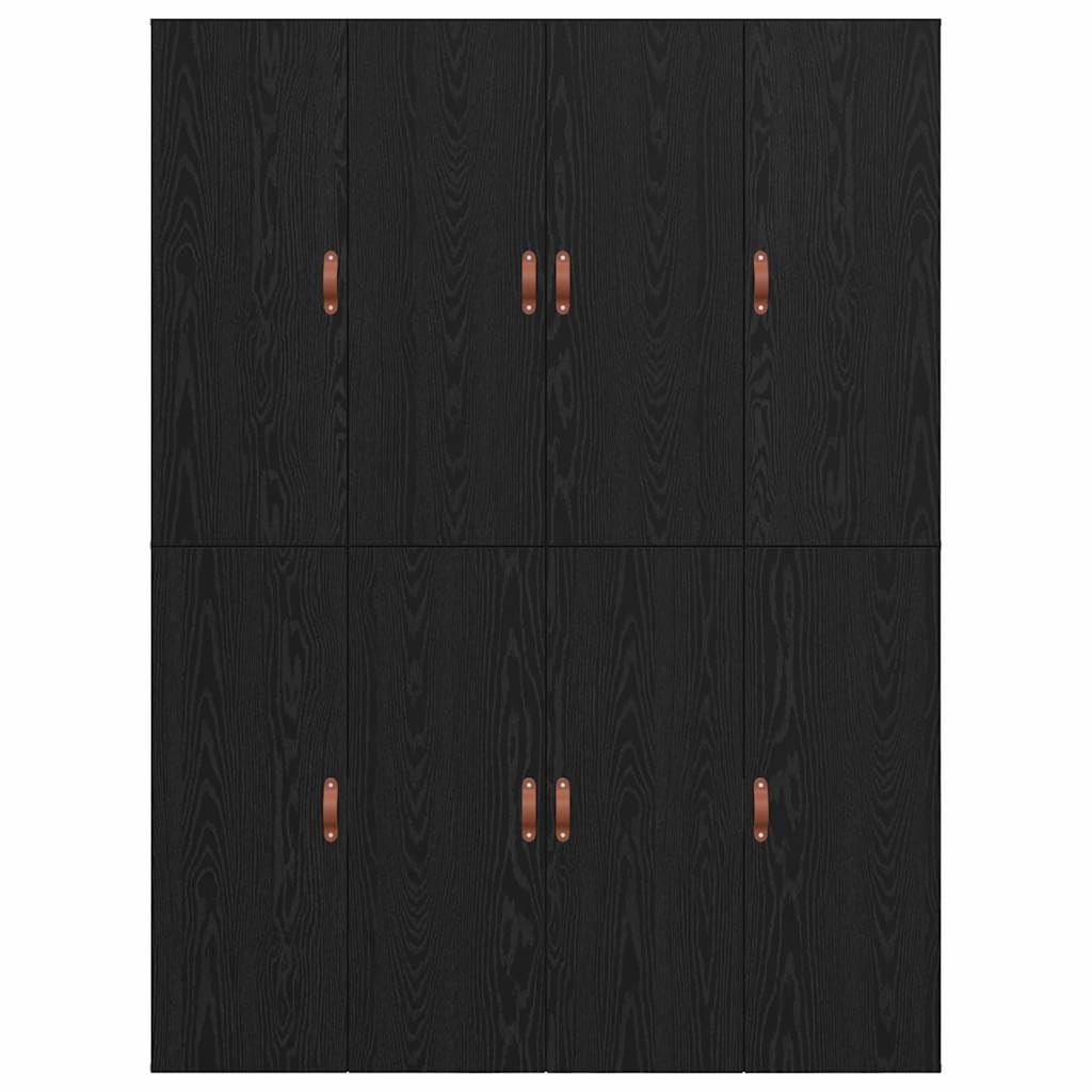 160x200 cm Solid Oak Storage Bed Frame with 8 Drawers, Black | Platform design requires no box spring, providing ample under-bed space for bedroom organization.