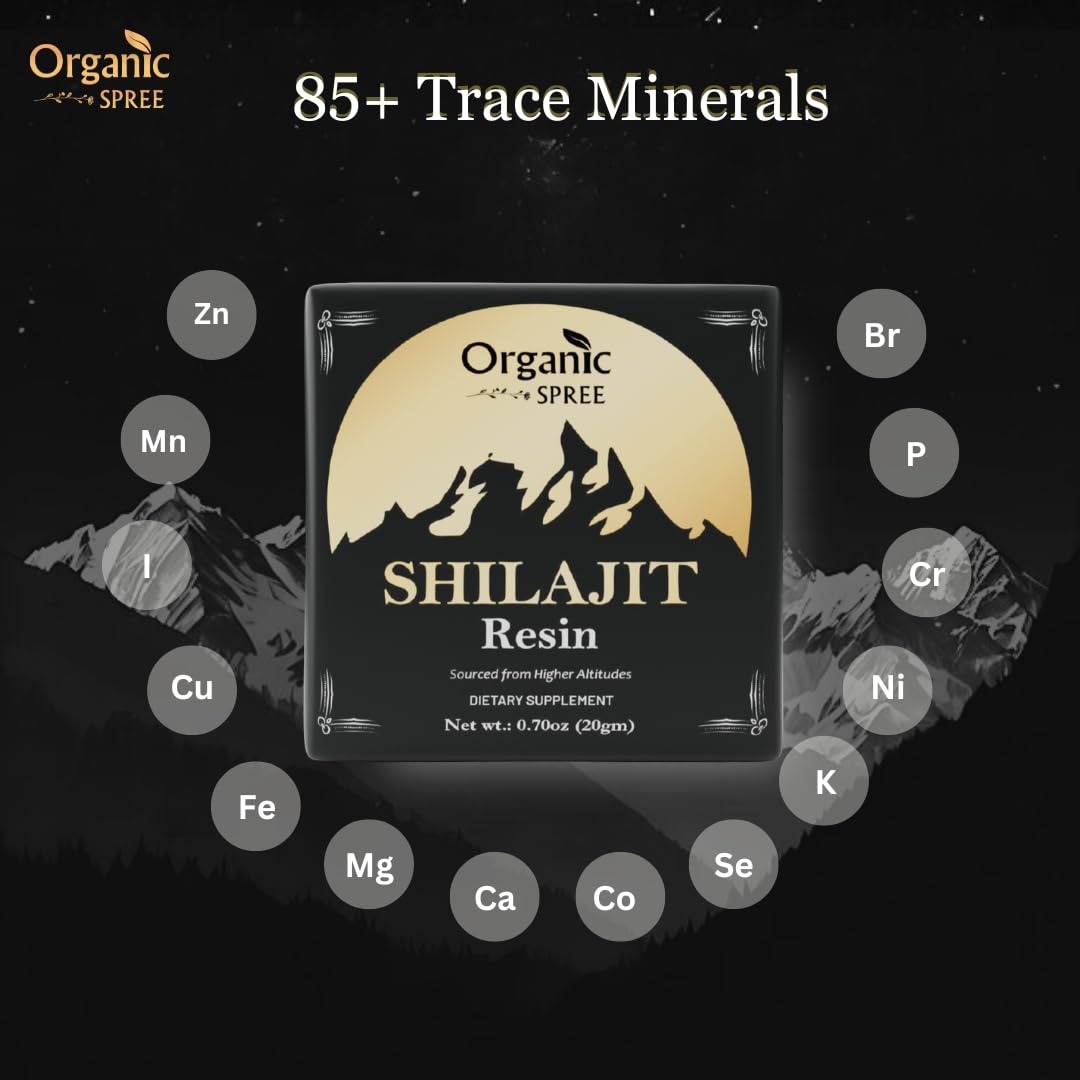 Resina SHILAJIT dell'Himalaya pura Spree biologica 20 g (0,70 once) SHILAJIT resin l Proveniente dall'altitudine più elevata dell'Himalaya l 85+ oligoelementi e 75%+ acido fulvico l 50 porzioni