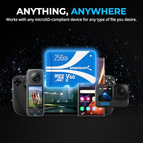 Image of SABRENT Rocket V60 microSDXC Memory Card | 256GB, V60 Specification, 8K Video, A1, UHS-II Compatible (SD-MT60-256GB)