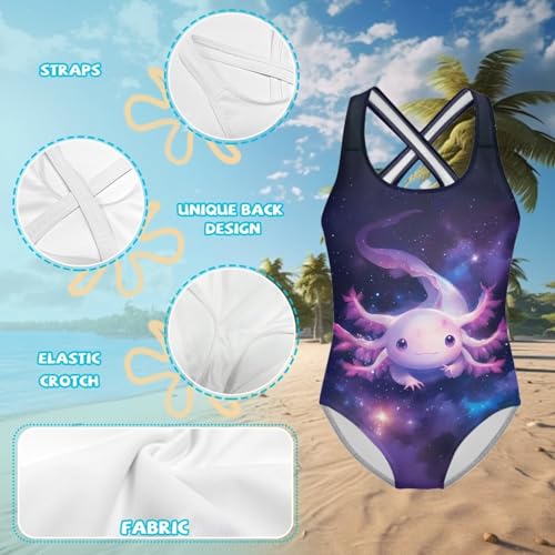 WELLFLYHOM Girls Bathing Suits Size 5-14 One Piece Cross Back Swimsuit Sleeveless Full Coverage Swimwear for Beach Swimming3