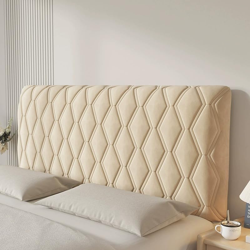 ZBELLO Velvet Stretch Headboard Slipcover with Filler Pad - Queen Size, Universal Backrest Protector for Bedroom Decor (G,200cm)