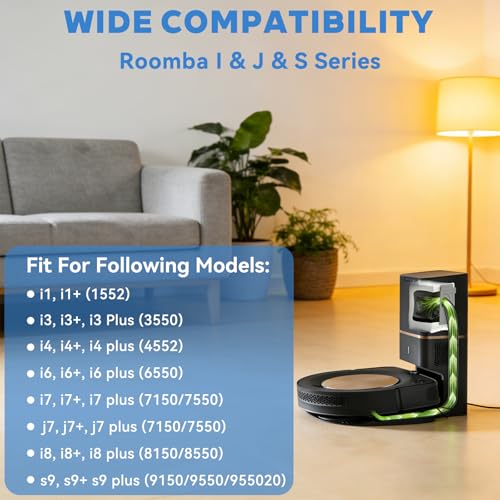 Image of 6 Pack Vacuum Bags for iRobot Roomba I /J /S Series &100-700 Combo Robot Vac | Compatible with i1+, i3+, i4+, i5+, i7+, i8+, j8+, j9+, s9 105 405 505 705 Combo, All Clean Base Automatic Dirt Disposal Bags