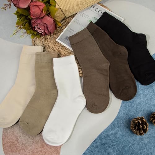 Image of Justay Crew Socks for Women, Cute Knit Boot Dress Cotton Socks | Athletic, Breathable, Warm, Soft, Comfortable, Calf, Gifts, Casual, Size 5-9, Fall