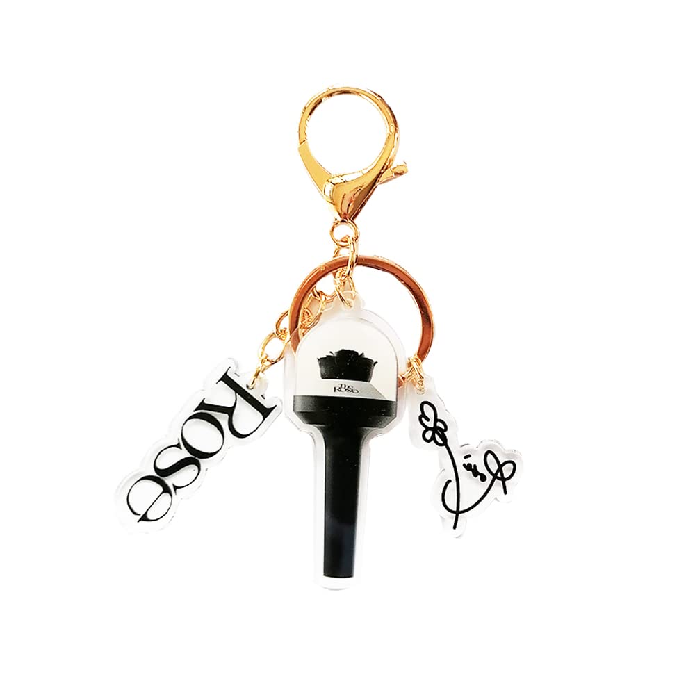 KPOP Rose Light Stick Keychain Idol Stick Light Key Chain Keyring Bag Accessories