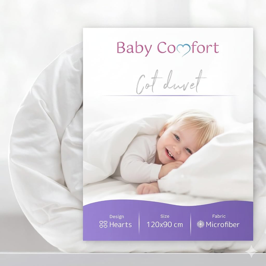 Baby Comfort White Toddler Soft 7 Tog Duvet Filling Quilt For Cot Bed 12M+ (120X90 Cm)
