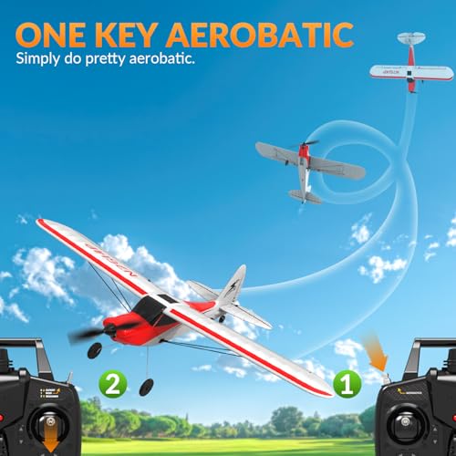 Image of volantexrc RC Plane, 4CH Remote Control Airplane for Beginners & Adults | Sport Cub Trainer RTF, Prop Saver, 6-Axis Gyro Stabilizer, 3 Modes, Radio Controlled Aircraft, 500mm, Red
