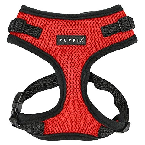 Authentic Puppia RiteFit Harness with Adjustable Neck, Red, Medium Cover