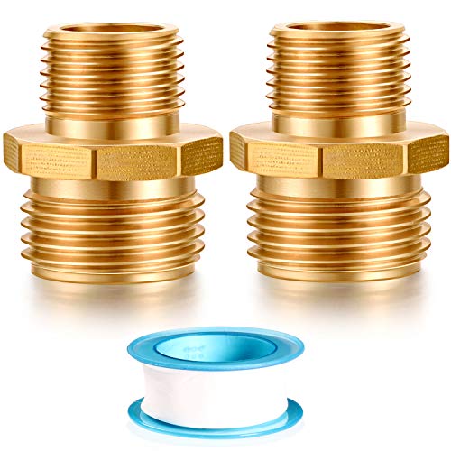 YELUN Solid brass Garden Hose Fittings Connectors Adapter Heavy Duty Brass Repair Male to Male faucet leader coupler dual water hose connector(3/4" GHT Male to 1/2" NPT Male) 2 Pcs