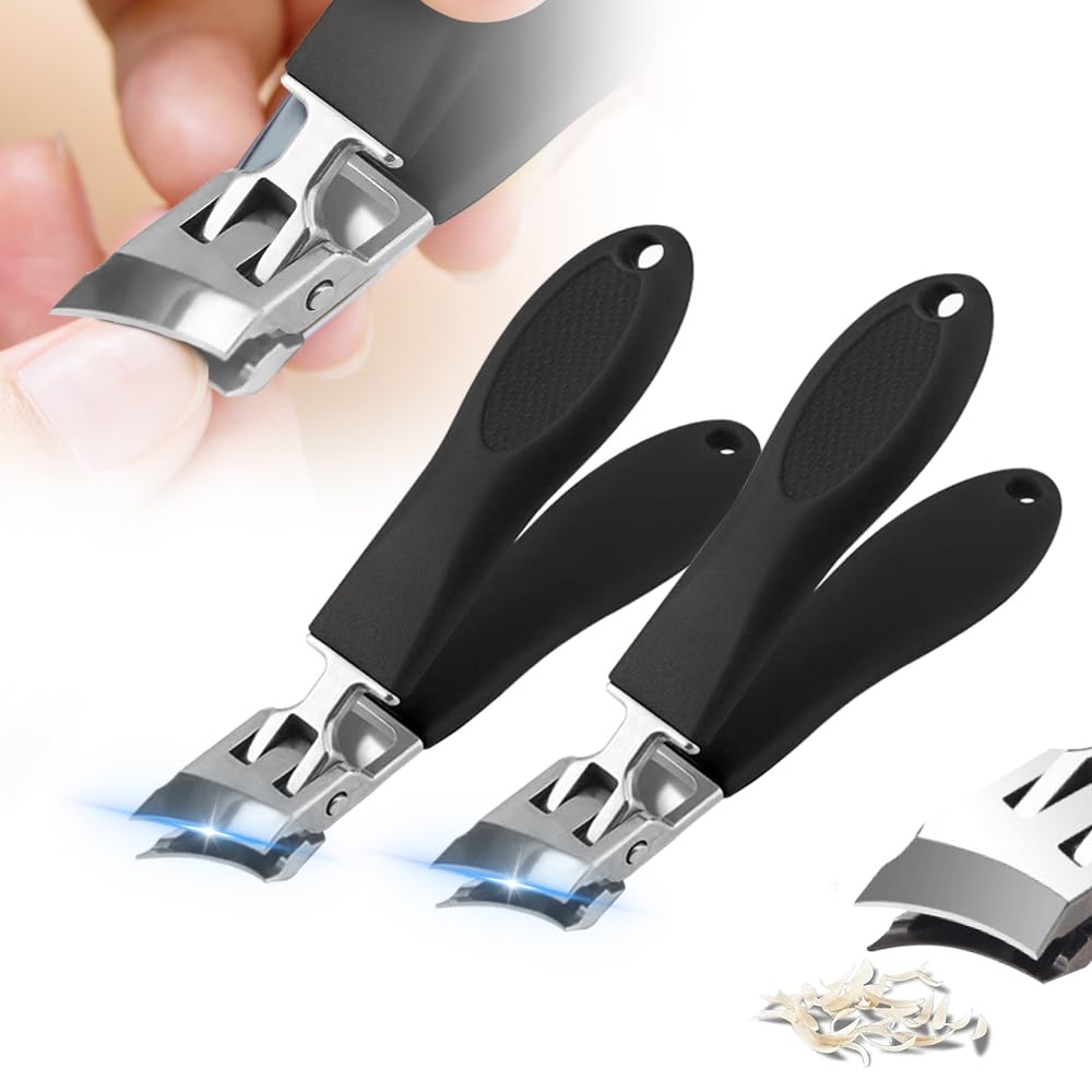 Wide Jaw Opening Anti-Splash Slanted Nail Clipper, Fingernail and Toenail Clippers, Nail Clippers for Ingrown Nails, Wide Mouth Toe Nail Clippers,
