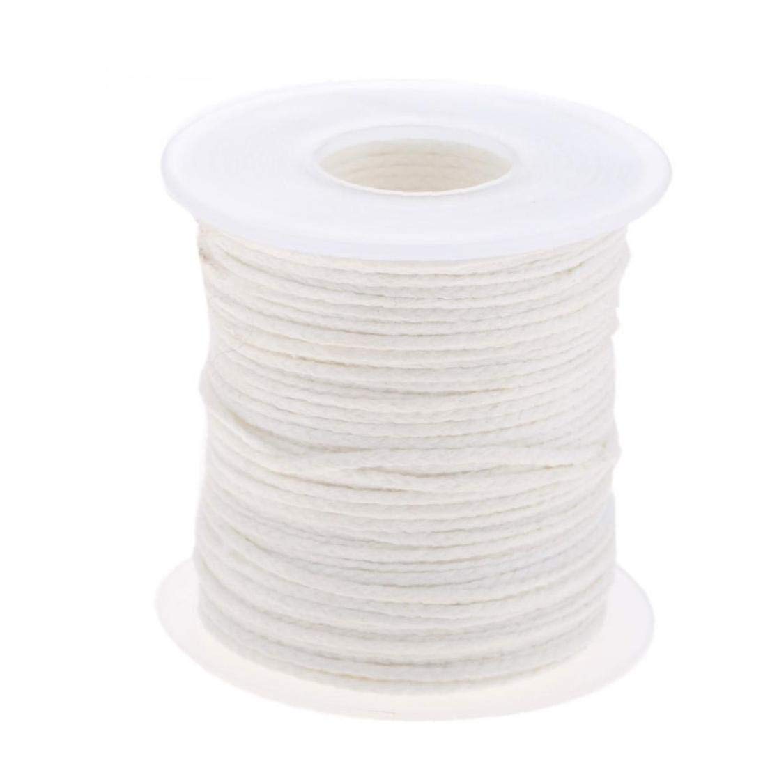 Amoyer White 1 Roll Candle Wick Spool Core Unwaxed Cotton Wicks Square Braid Design 61M 200Ft*2Mm Candles Making Craft