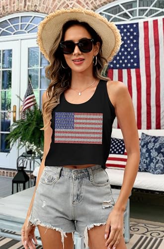 Image of Ithalt Womens American Flag Shirts 4th of July Outfits USA T-Shirt Patriotic Tank Shirt Fourth of July Sleeveless Tops